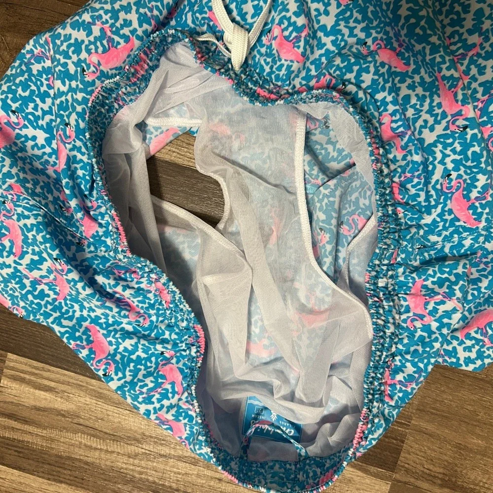 Chubbies Swim Trunks Mens XL Blue Pink Flamingo 7